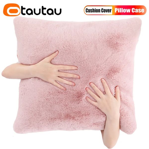 Otautau üst yumuşak fuffy faux tavşan kürk fırlatma yastık çanak kanepe yastık yastıkları kapak dolgu bebek evcil hayvan yatağı zt2tm1t 240129