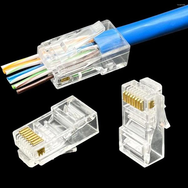 Computerkabel COMNEN Cat6/6A RJ45-Anschluss Passthrough-Modularstecker Netzwerk UTP/FTP vergoldetes 1,2/1,1-mm-Lochende-Ethernet-Kabel