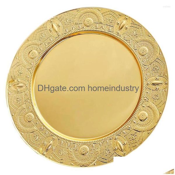 Conjuntos de louça estilo europeu placa de frutas redonda bandeja de metal servindo placas placa bolo stands jantar pratos pratos drop entrega dhojz