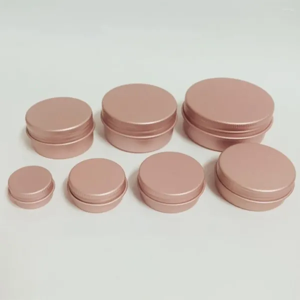 Garrafas de armazenamento 5/10/15/20/30/50/60g ouro rosa redondo vazio tampas de caixa de alumínio prateado estanho metal ceam recipientes cosméticos