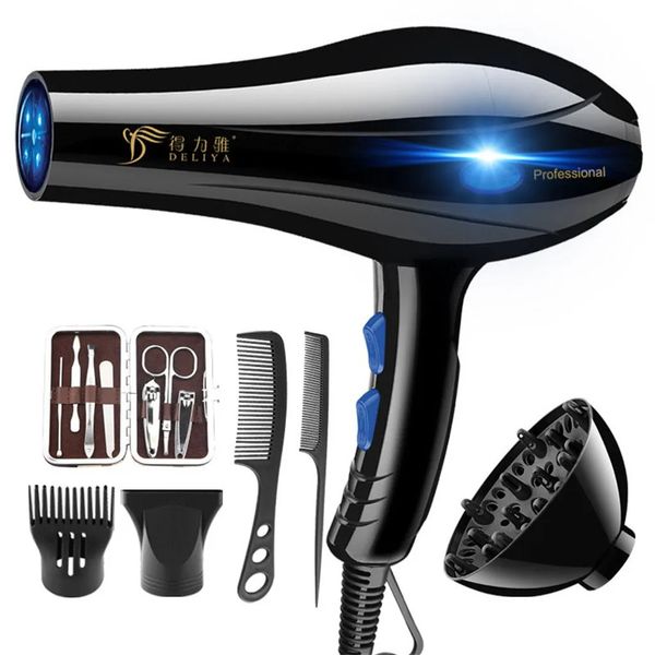 Secador de cabelo profissional forte vento salão de beleza escova de ar ventilador frio seco elétrico 2000w secadores 240130