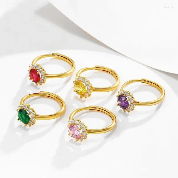 Anéis de casamento preço de atacado - 4 multi redondo zircão noivado para mulheres joias de moda banhadas a ouro puro sem níquel