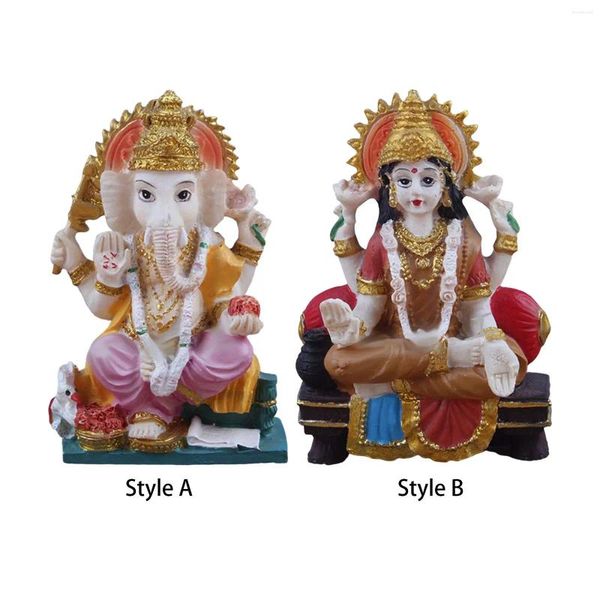 Estatuetas decorativas mini simulação estátua da divindade hindu ornamento em miniatura escultura de elefante para mesa de mesa de casa decoração de sala de estar