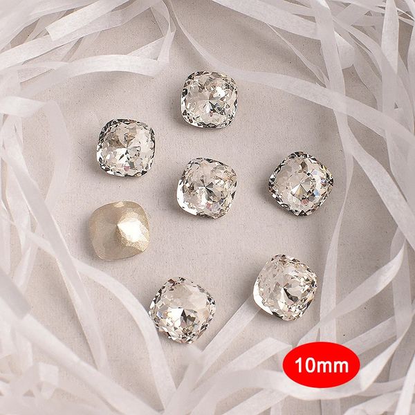 10 мм большое птичье гнездо, толстые квадратные стразы для дизайна ногтей, высокое качество K9, стекло, кристаллы и бриллианты, 3D маникюр, украшение «сделай сам», 240202