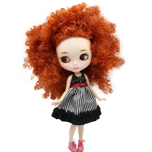 Boneca gelada dbs blyth para série nobl22312237, cabelo afro gengibre, lábios esculpidos, rosto fosco com sobrancelha, corpo articulado 16 bjd 240129