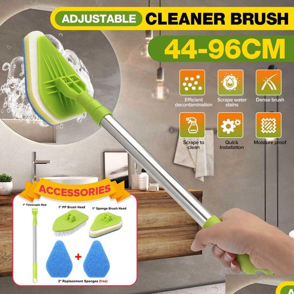 Reinigungsbürsten Set Badezimmer Badewanne Home Clean Tool Langer Griff Teleskop Ersetzen Sie den Schwamm Spin Scrubber für die Toilette 21 Dhtkf