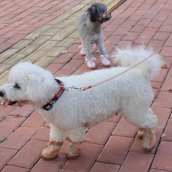 Abbigliamento per cani Calzature protettive Scarpe per animali Stivaletti invernali Protezioni in peluche per passeggiate all'aperto Antiscivolo di piccole dimensioni