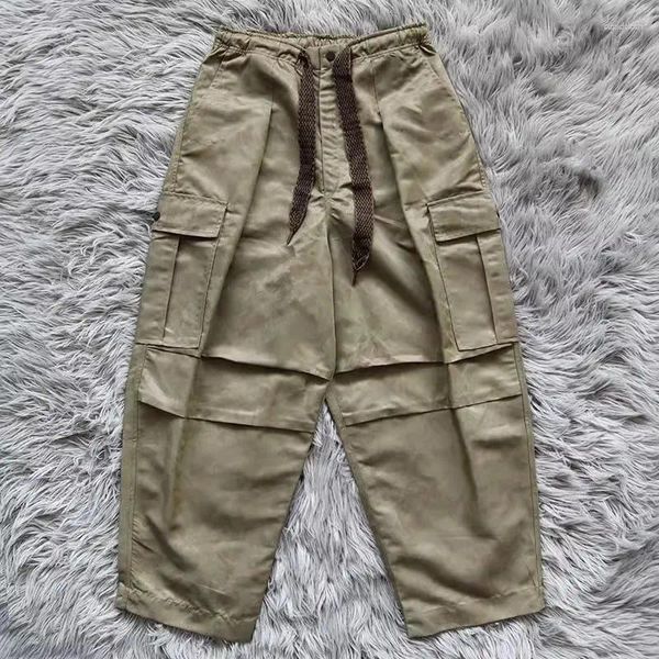 Herrenhose Kapital Kountry Flat And Macro Green Camouflage Plissee Overalls Elastischer Kordelzug Lässig