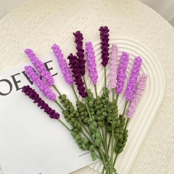 Fiori decorativi lavorati a mano all'uncinetto lavanda bouquet artificiale fatto in casa finito decorazioni per la casa regali decorazioni per la festa di nozze