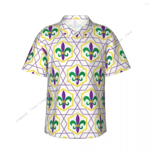 Herren Freizeithemden Kurzarmhemd Mardi Gras Fleur De Lis Muster T-Shirts Polo Tops