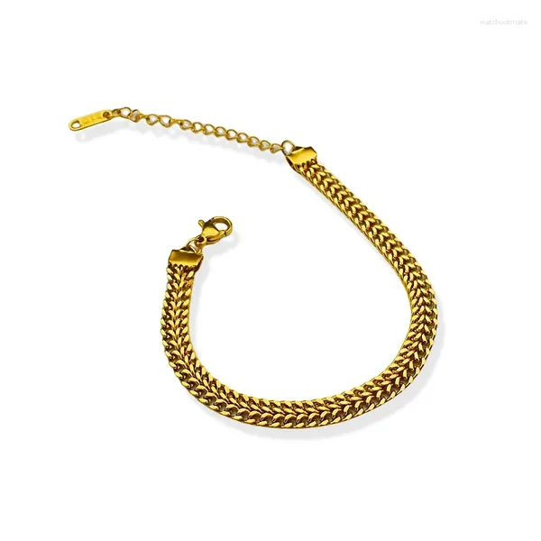 Bağlantı bilezikleri altın kaplama paslanmaz çelik zincir istifleme bileziği kadınlar için occident metal doku tasarımı mücevher hediyeleri