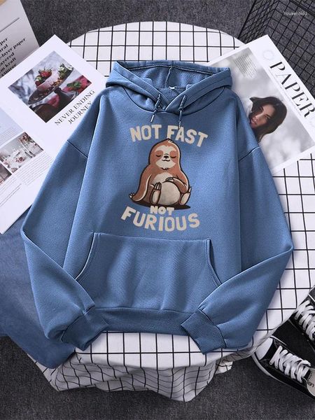 Damen Hoodies Not Fast Furious Kawaii Sloth Prints Frau Hoodie Fleece Tasche Warme Tops Übergroße Kreativität O-Ausschnitt Kleidung mit Kapuze