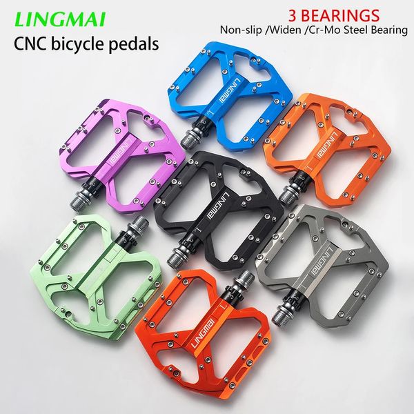 Lingmai pedal de bicicleta ultraleve, 3 rolamentos, liga antiderrapante, pedais de ciclismo, bmx, mtb, bicicleta de estrada, rolamento selado, pedal de bicicleta 240129