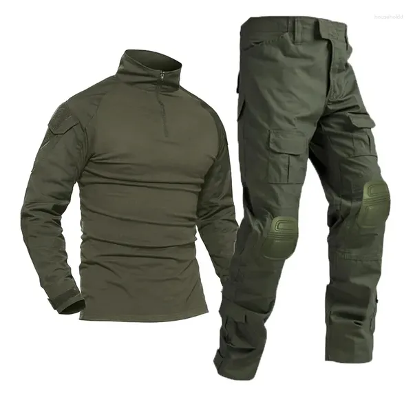 Fatos masculinos airsoft paintball roupas de trabalho militar tiro uniforme tático combate camuflagem camisas carga joelheiras calças exército