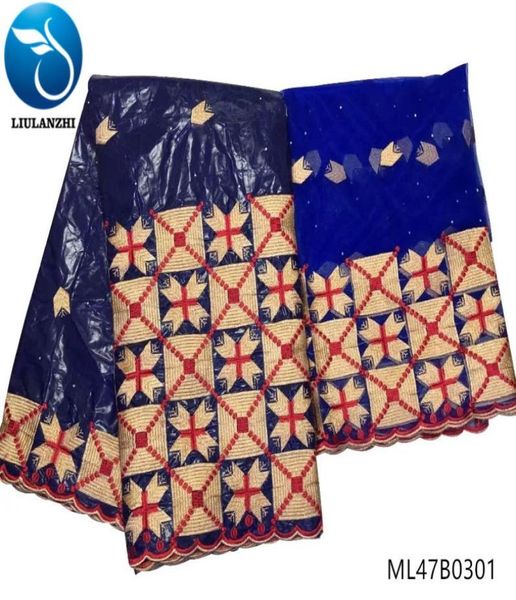 LIULANZHI bazin tessuto lacci africano 2019 tessuto di pizzo Bazin Riche Getzner vestito di alta qualità per le donne 7 yardslot ML47B039033076