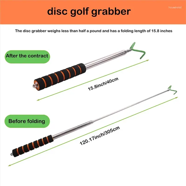 Supporti per l'allenamento del golf Disc Retriever Pinza telescopica Dispositivo di recupero durevole in acciaio inossidabile Recupera dischi