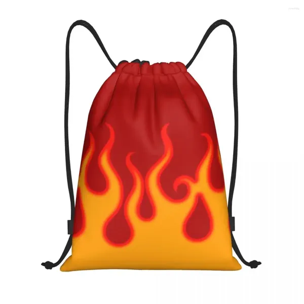 Einkaufstaschen, Motiv: Red Fire Racing Flames, Kordelzug-Rucksack, Sport-Sporttasche für Damen und Herren, Trainingssack