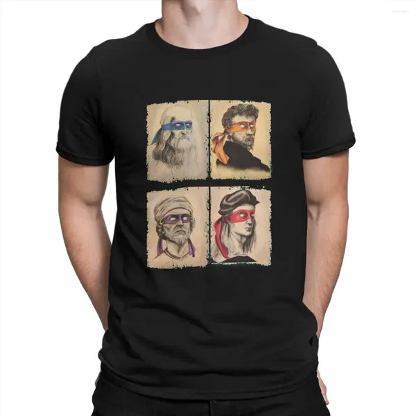 Erkek Tişörtleri Tshirt Komik İtalyan Kaplumbağalar Sanat Severleri Hediye Rönesans Ninja Sanatçıları Polyester Gömlek Grafik Sokak Giyim