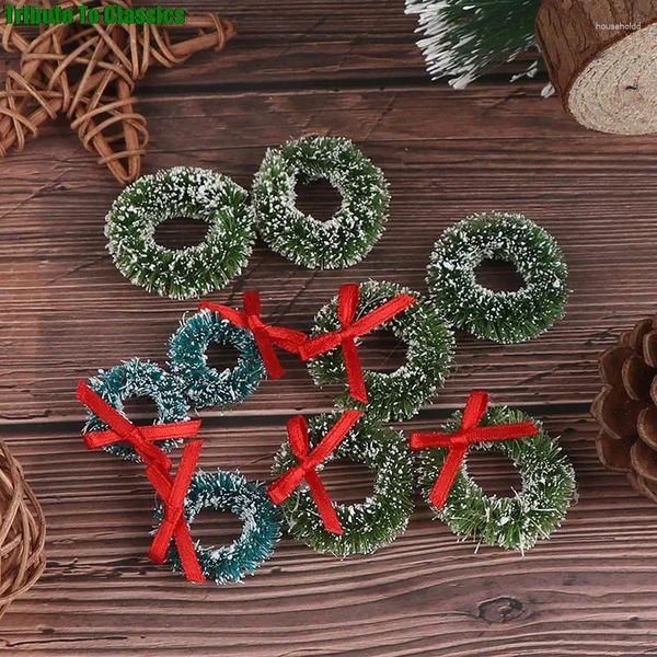 Decorações de natal 10 pçs grinaldas em miniatura jardim de fadas decoração para casa mini artesanato casa de bonecas micro decoração presente diy