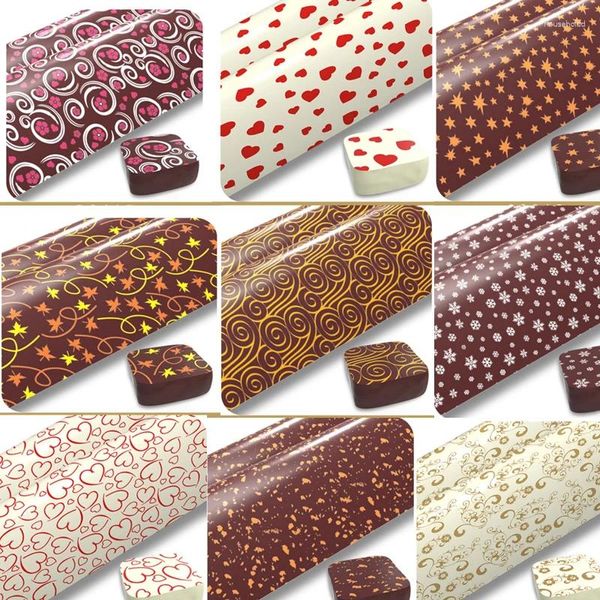 Moldes de cozimento DIY transferência de chocolate papel nougat glutinoso arroz bolo decoração comestível em forma de coração versão completa ferramentas de decoração