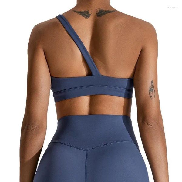 Active Shirts Yoga Gym BH Damen Sport One-Shoulder Sexy Schöner Rücken Fitness Top Cross Strap Atmungsaktiv