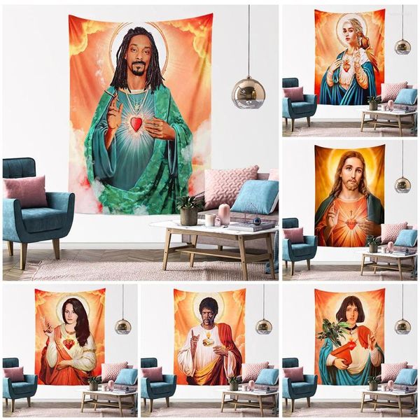 Tapeçarias Rapper Snoop Dogg Tapeçaria Jesus Estética Decoração de quarto Boho Hippie Tapetes de parede Decoração de fundo de quarto