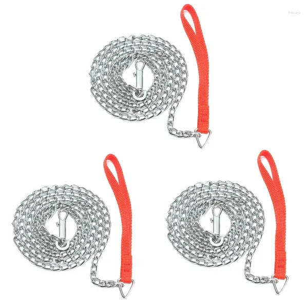 Переноска для собак 3X 1,6 м, сверхмощная металлическая цепь, поводок для прогулок с щенком, зажим с красной ручкой