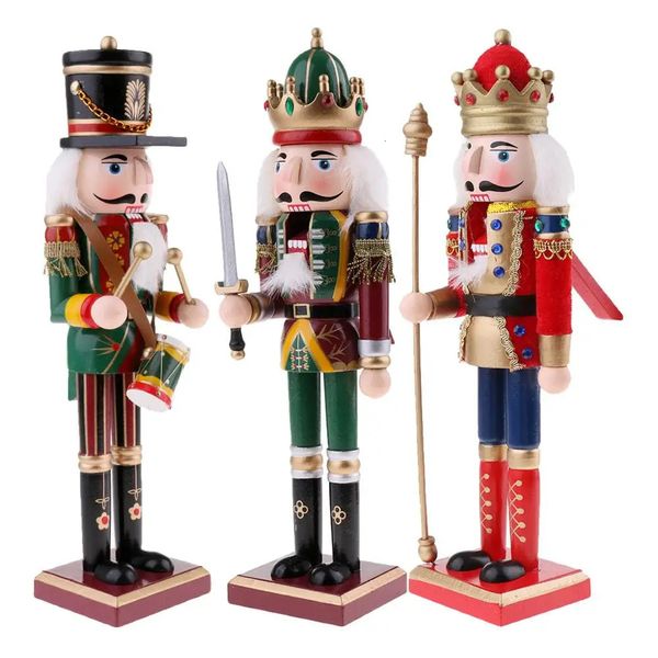 3 Teile/los 30 cm Holz Nussknacker Figur Holz Nussknacker Soldat Modell Wohnkultur Weihnachtsschmuck Dekoration Puppen 240131