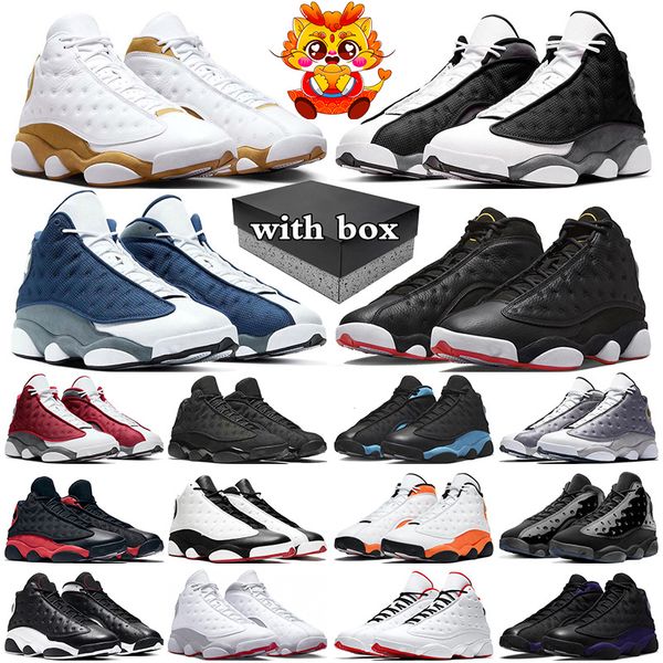 con scatola jumpman 13 scarpe da basket 13s scarpe da ginnastica da uomo Wheat Black Cat Red Flint Atmosphere Grey Bred Cap and Gown Playoffs uomo sneakers sportive all'aperto