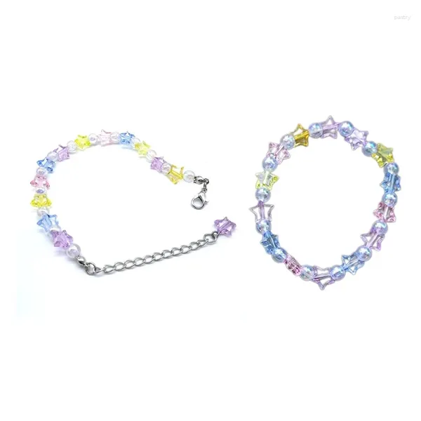 Braccialetti con ciondoli Braccialetti con perline fatti a mano Braccialetti con stelle di moda perline acriliche Braccialetti Gioielli per feste Amicizia Polso Regalo Goccia