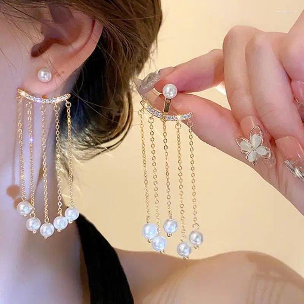 Baumeln Ohrringe 2024 Mode Trend Einzigartiges Design Elegante Zarte Zirkon Lange Quaste Perle Frauen Schmuck Party Geschenke Großhandel