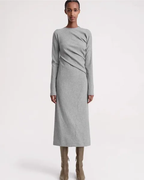 Повседневные платья T0 Te Me, осень 2024, женское платье из искусственного шелка, длинное, приталенное, с эластичным узлом, элегантное, роскошное, до щиколотки, с высокой талией, качество