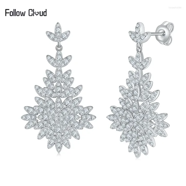 Ohrstecker Follow Cloud Blattform 925 Sterling Silber Schmuck 1,62 Karat Diamant Moissanit Ohr für Frauen Hochzeitsgeschenk