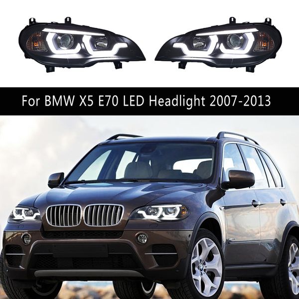 Автомобильная фара в сборе для BMW X5 E70 светодиодная фара 07-13 DRL дневные ходовые огни стример указатель поворота дальний свет ангельские глазки