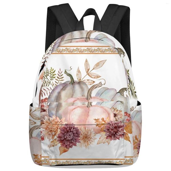 Mochila Grão de Madeira Flor Folhas Queda Fazenda Estudante Sacos Escolares Laptop Personalizado para Homens Mulheres Feminino Viagem Mochila