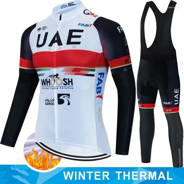 Set da corsa Pro Team 2024 Maglia da ciclismo degli Emirati Arabi Uniti Set Uniforme da ciclismo su strada Abbigliamento in pile termico invernale Abbigliamento sportivo Mtb Abbigliamento corto maschile