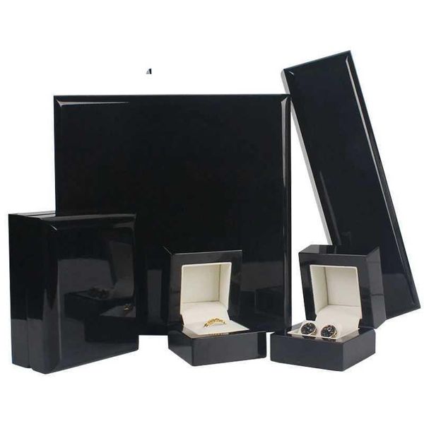 Caixas de jóias de alto brilho piano laca acabamento de madeira anel de casamento brincos caixa pequena caixa de armazenamento de presente de luxo drop entrega dhdqw