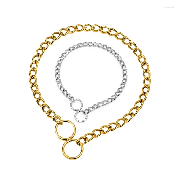 Coleiras de cachorro treinamento choke colar forte resistente p corrente para cães dourado grande colar grande martingale ajustável