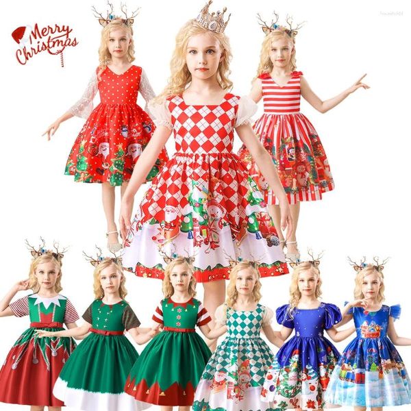 Abiti da ragazza Abito natalizio per neonate Abiti per bambini Anni Abiti da festa Cosplay Costume da principessa Pupazzo di neve Abiti natalizi di Babbo Natale