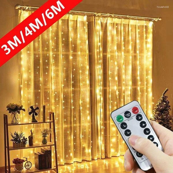 Stringhe 6M/4M/3M LED Solar Ghirlanda Luci per tende USB Festone Fata Luce Decorazione dell'albero di Natale 2024 Camera da letto Room Decor