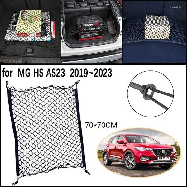 Organizador de carro para mg hs as23 mghs plug-in ehs phev 2024-2024 2024 tronco rede malha bagagem gancho fixo armazenamento elástico carga net organizar