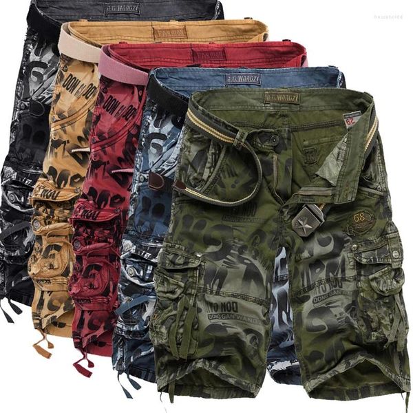 Shorts masculinos camuflagem camo carga homens 2024 casual masculino solto trabalho homem militar calças curtas plus size 29-42