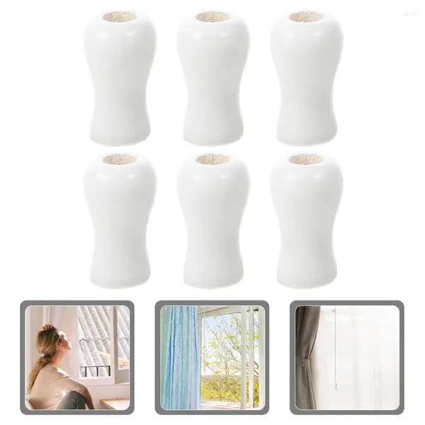 Cortina 6 PCS Acessórios para cabos do leito do ventilador retrô pingente cego de madeira (branco) 6pcs Cordões de cordão Blocas pequenas puxões de janela