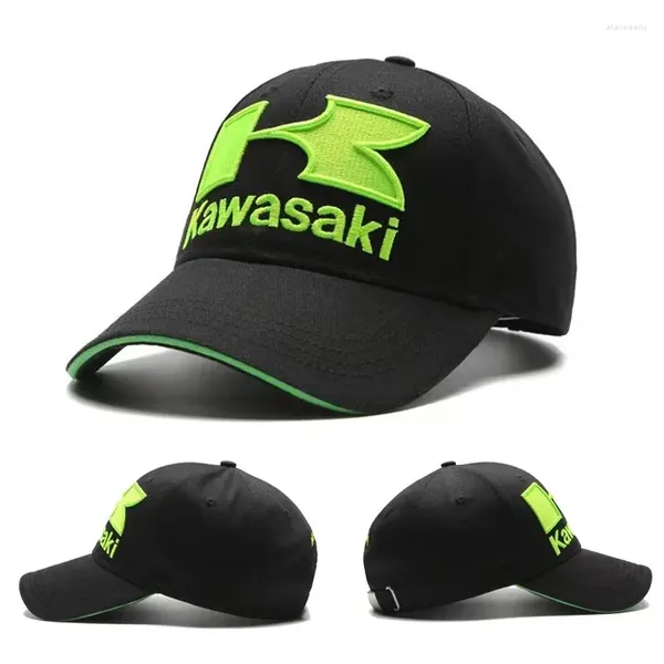 Велосипедные кепки Kawasaki Бейсбольная кепка Snapback Hat Шапки мужские Мото 3D вышивка букв Гонки Мотокросс Езда Хип-хоп Солнце