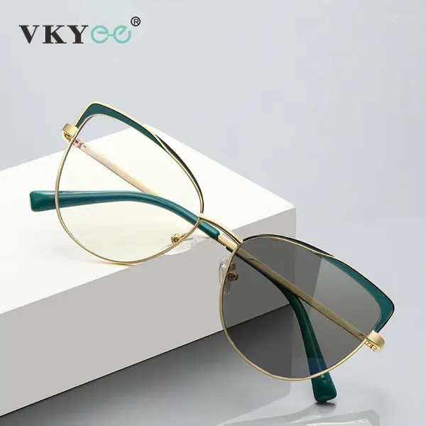 Óculos de sol vkyee mulheres gato olhos óculos de leitura pochromic design borboleta quadro personalizado prescrição anti-azul ray eyewear 3100