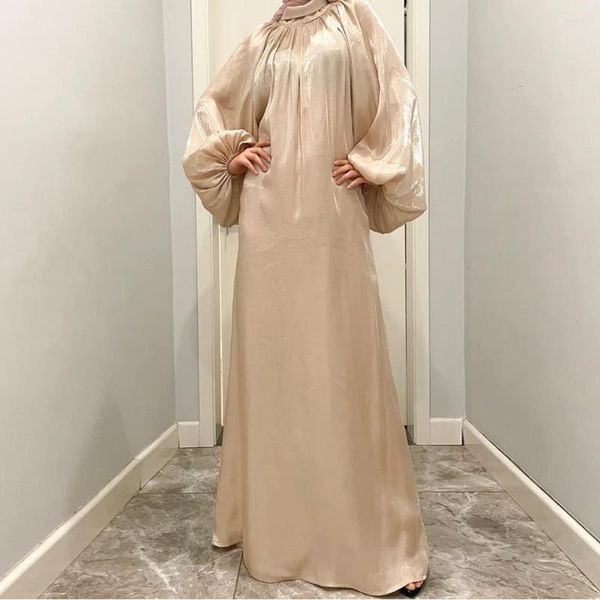 Ethnische Kleidung Mode muslimische Frauen Laterne Ärmel Fliege Hals Maxi Partykleid Dubai Abaya Ramadan Eid islamische Saudi-arabische Kaftan