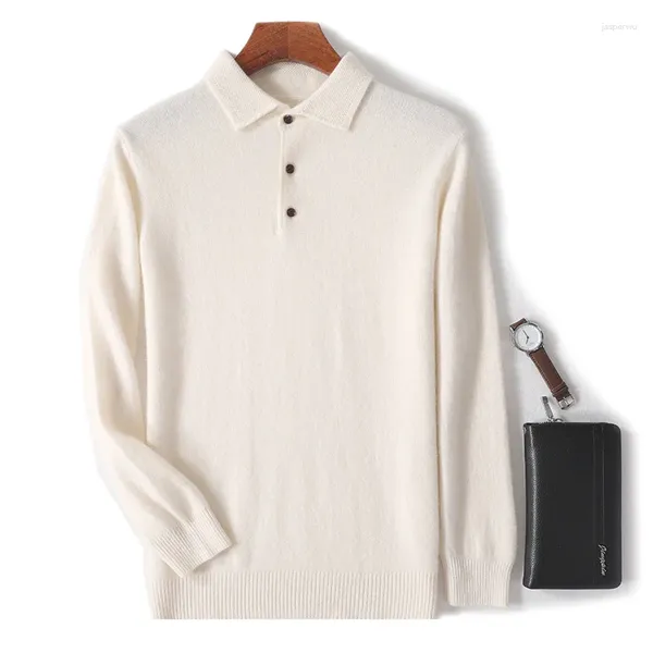 Suéter masculino de caxemira espessado, cor sólida, malha slim fit, pulôver, camisa de tênis, manga comprida