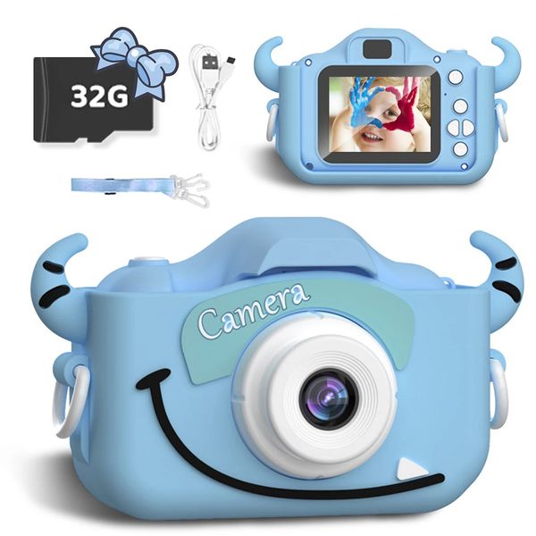 Cartoon Mini Kids Camera 1080P 2 HD Digital Video Toys Scheda SD da 32 GB per bambini Regali di compleanno di Natale Ragazzi Ragazze 240131