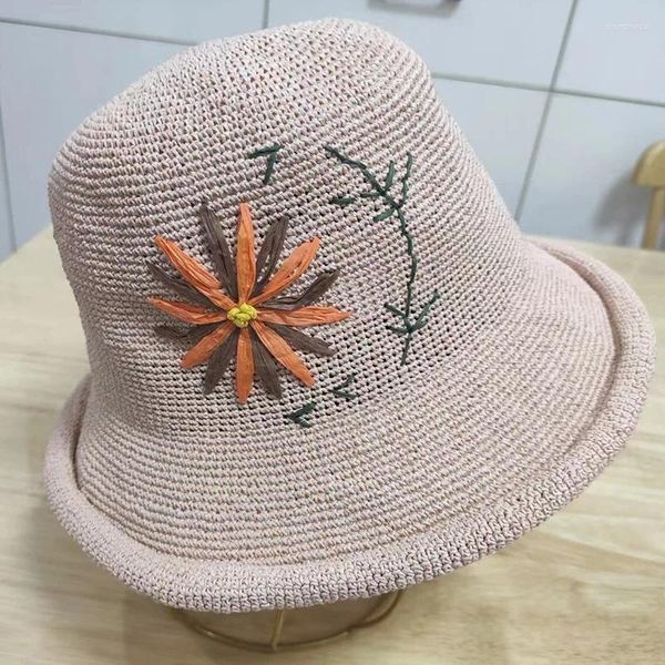 Chapéus de borda larga feminino artesanal crochê extremamente fino chapéu de seda ao ar livre proteção solar sombreamento