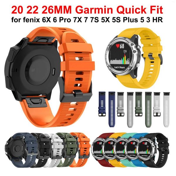 Ремешки для часов 26, 20, 22 мм, ремешок QuickFit для Garmin Fenix 7X7 7S 5 5X 5S Plus, силиконовый браслет 6x6 Pro 945 935 Correa